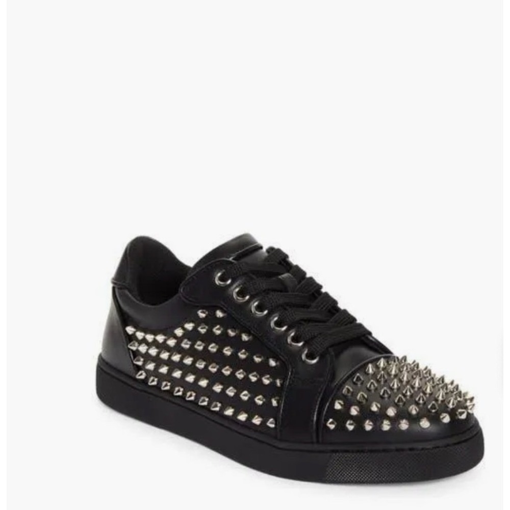 Christian‎ Louboutin 3240804 Women's Vieira Night Spikes Black Sneakers, EU 39.5